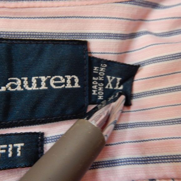 Ralph Lauren Mens Shirt XL Pink Stripe Classic Fit Cotton Embroidered Pony Logo - Picture 5 of 9